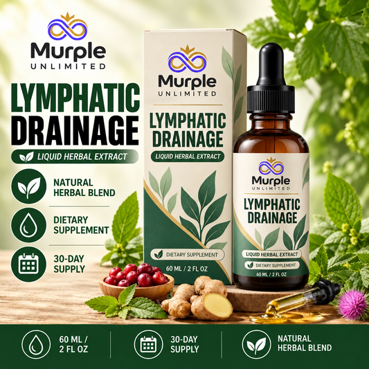 Murple Unlimited Lymphatic Drainage Herbal Drops bottle and box hero image